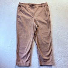 Talbots Pants Women Sz 14 Beige Cropped Casual Chinos Work Office Career