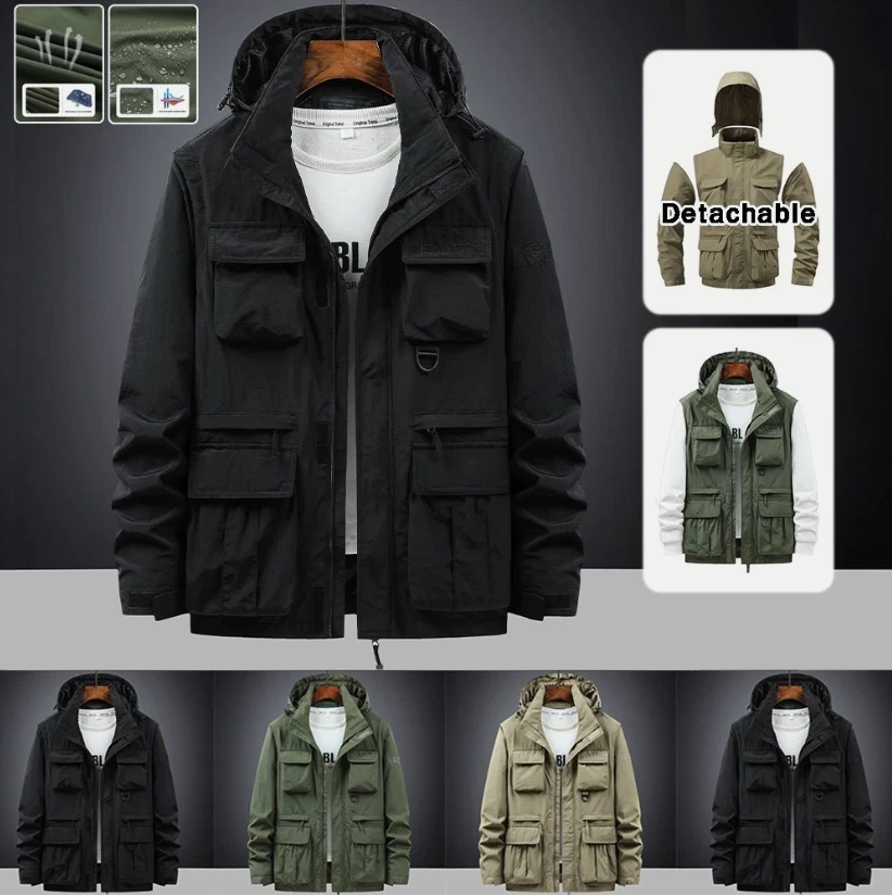 Men's Waterproof Tactical Jacket Multi-pocket Waterproof Versatile Hiking Coat