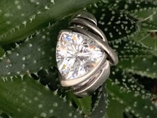 Diamonique 925 Silver Vintage Ring With Large Heart Shaped Crystal  Size N1/2