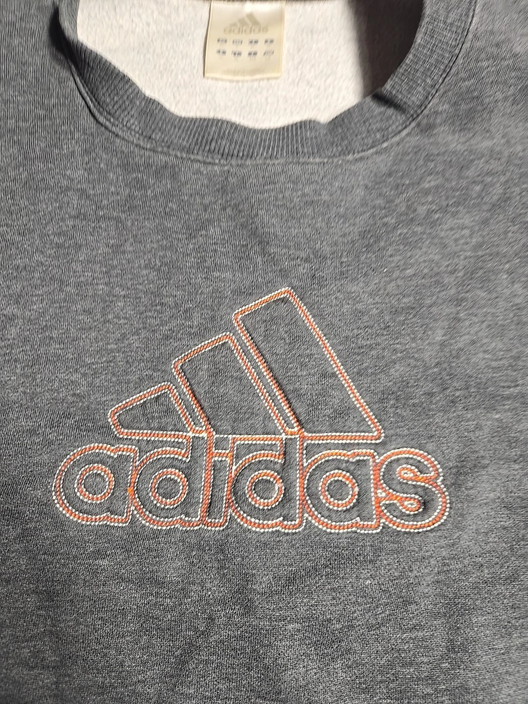 Vintage 90s Adidas Pullover Crewneck Sweatshirt Gray/orange Embroidered Large - product detail image 7