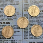 Mercury Dimes | Lot of 5 |  90% Silver, Circulated, Mixed Dates/Mints