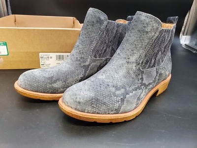 NEW Sofft Bellis III Chelsea Boot Womens 7.5 Gray Suede Faux Snake Skin