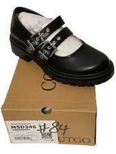 Coutgo Matt Black Platform Mary Jane Shoes 2 Strap Chunky Heel Women's Size 7.5