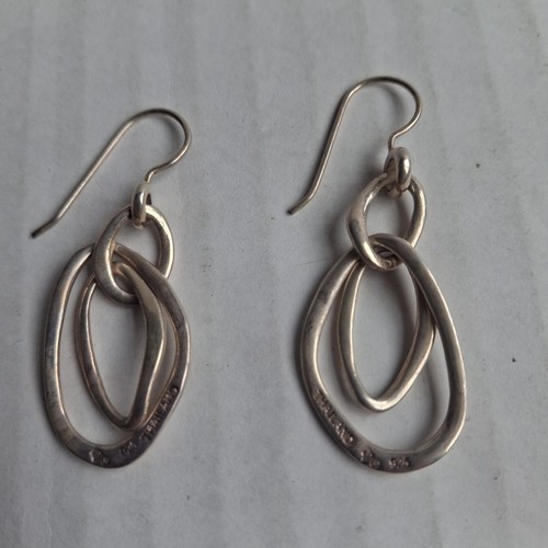 Silpada 925 Sterling Silver Modernist Interlocking Oval Double Hoop Earrings