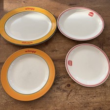 4 x Wimpy China Plates Yellow white & Red white Dudson