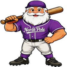 30 Custom Modern Purple Baseball Santa Personalized Address Labels
