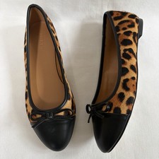 J.Crew Cap Toe Ballet Flats Calf Hair Animal Print New Size 6