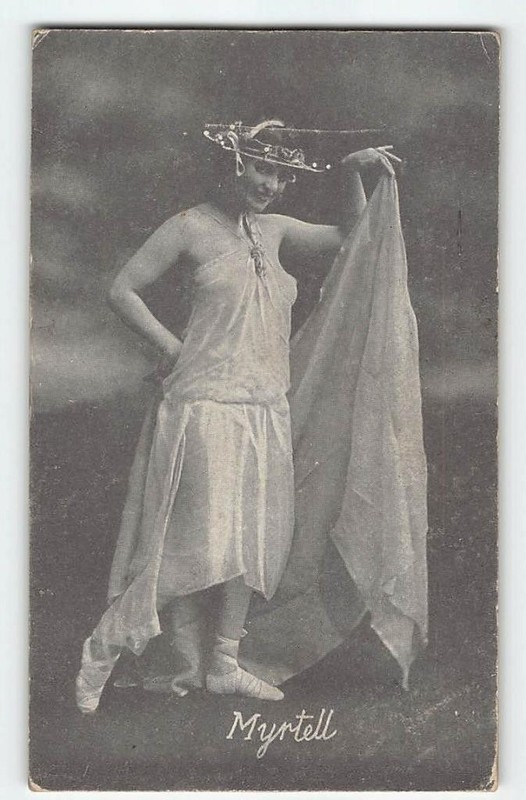 "Myrtell" Lingerie Risque Burlesque Dancer 1910s Antique Arcade/Mutoscope Card
