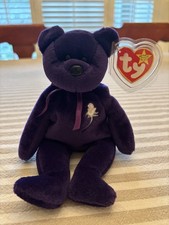 Great Condition Rare Authentic 1997 Beanie Baby Princess Diana Purple Bear Plush