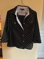 Jones New York Ladies Blouse Black 100-% cotton Button Up 