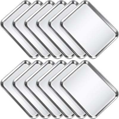 12 Pcs Baking Sheet Pan Set Stainl Steel Cookie Sheet Small
