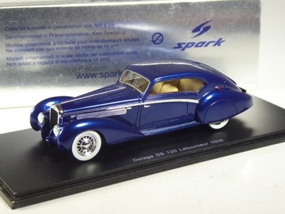 (KI-07-44) Spark S2707 Delage D8 120 Letourneur 1938 blau metallic, 1:43 in OVP