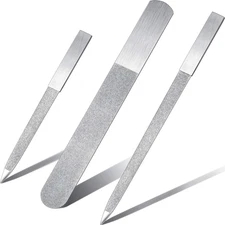 3 Pcs Diamond Nail File Sets for Women Men Stainless Steel Metal Double Side Fin