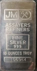 Johnson Matthey 10 Troy oz .999 Fine Silver Bar Vintage, Serial