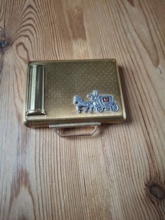 Vintage Kigu of London Horse & Carriage Vanity Compact Case with Lipstick Holder