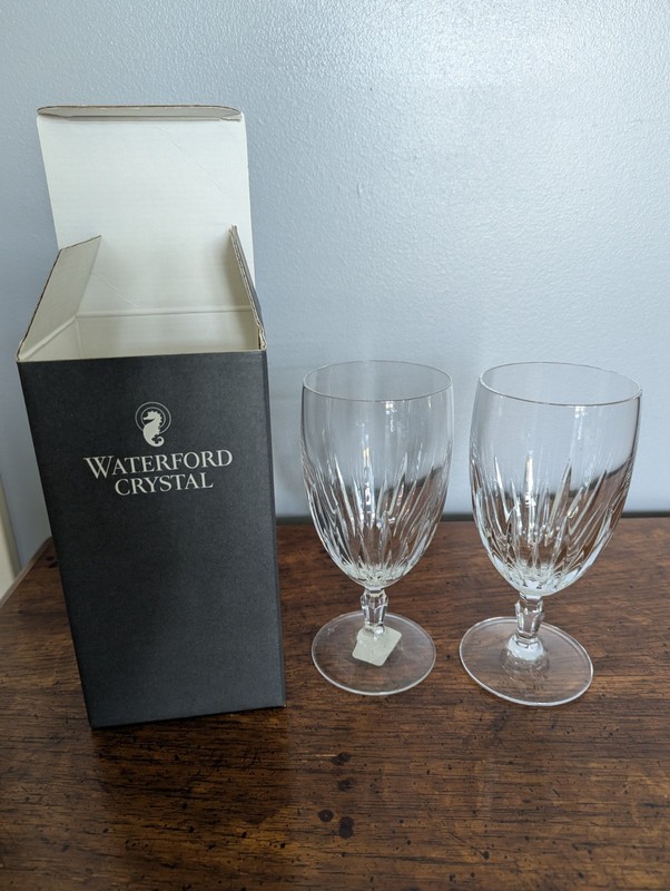 2 Waterford Crystal Iced Tea Glass Wynnewood 6.75 inches V notch stem glasses