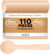 Disposable Wooden Spoons   110 Pack 3.9 Inch Mini Wooden Spoons Biodegradable