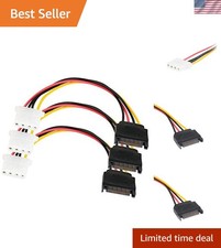 High-Speed SATA to Molex LP4 Power Cable 3 Pack, 7-Inch Tinned Copper Cords