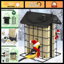 All-Metal Double Suet Bird Feeder - Weather-Resistant Hanging Cage for Garden