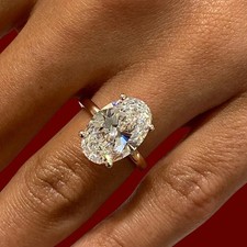 Gold Diamond Ring For Engagement Lab Grown Ov...