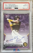/25 2021 Topps Now Jake Cronenworth RC Auto Purple 3rd Cycle Padres PSA 10 Gem