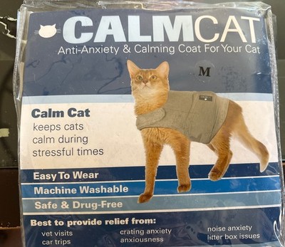 Calming Coat Anti-anxiety & Calming Coat For Your Cat Kitty  Medium Safe Gray