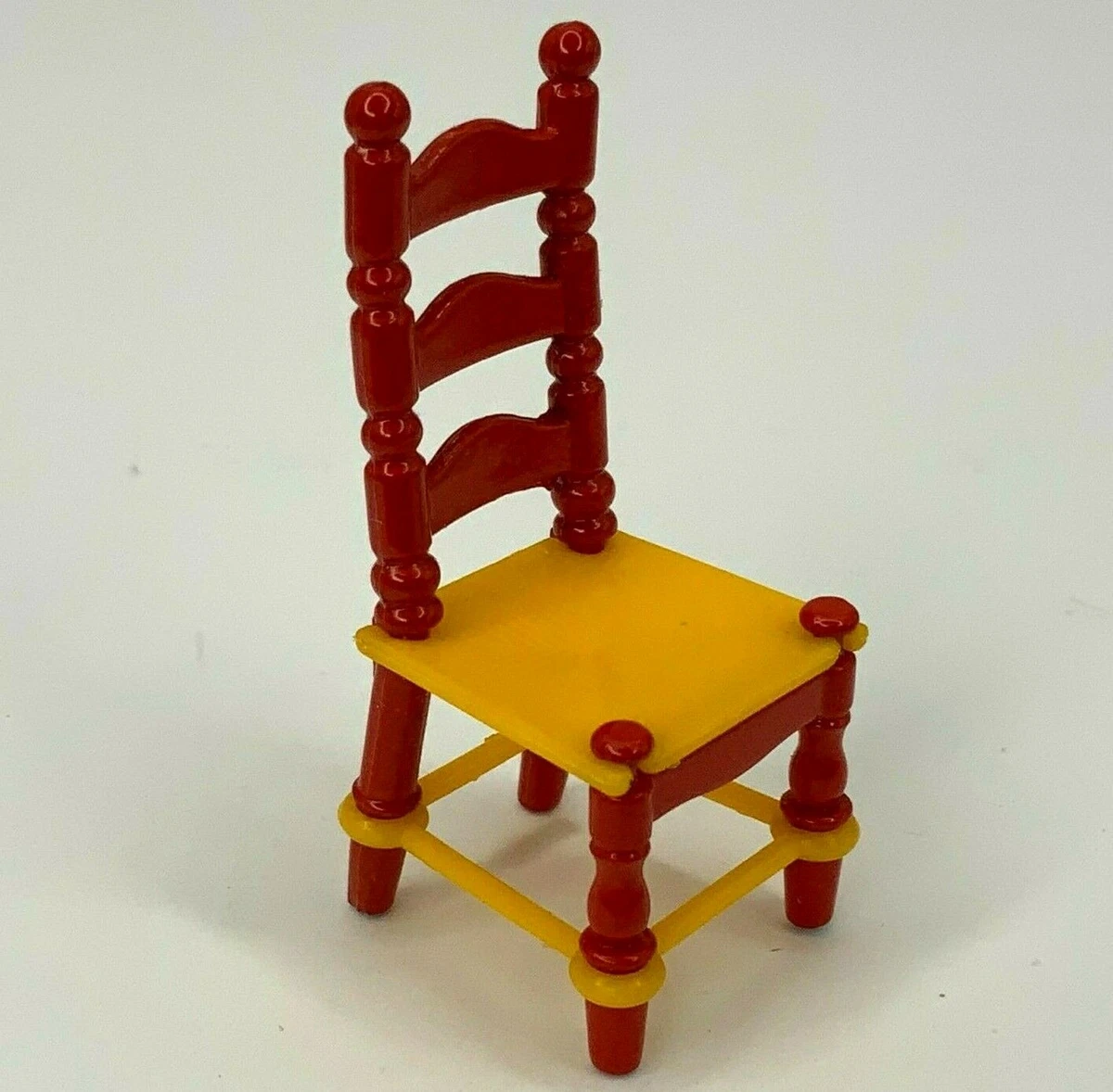 Mattel Straight Back Metal Chair Yellow Red Dollhouse Furniture 1980 1791 2149