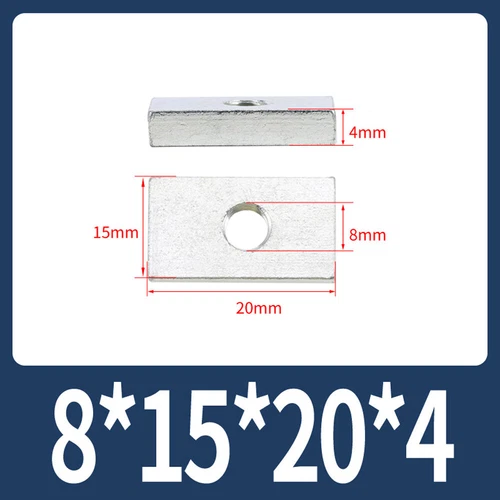 Rechteckige Vierkantmuttern Gleitblöcke für Alu Zubehör, mechanische Ausrüstung - Picture 64 of 73