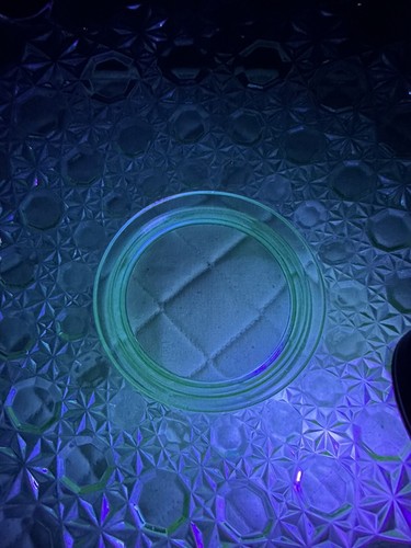 RARE Antique Co-Operative Flint AQUA BLUE Currier Ives Console Bowl UV Reactive - Picture 9 of 11