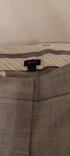 Express Design Studio Slacks Womens 34x32 EDITOR Professional Light Gray Check - Picture 9 of 22