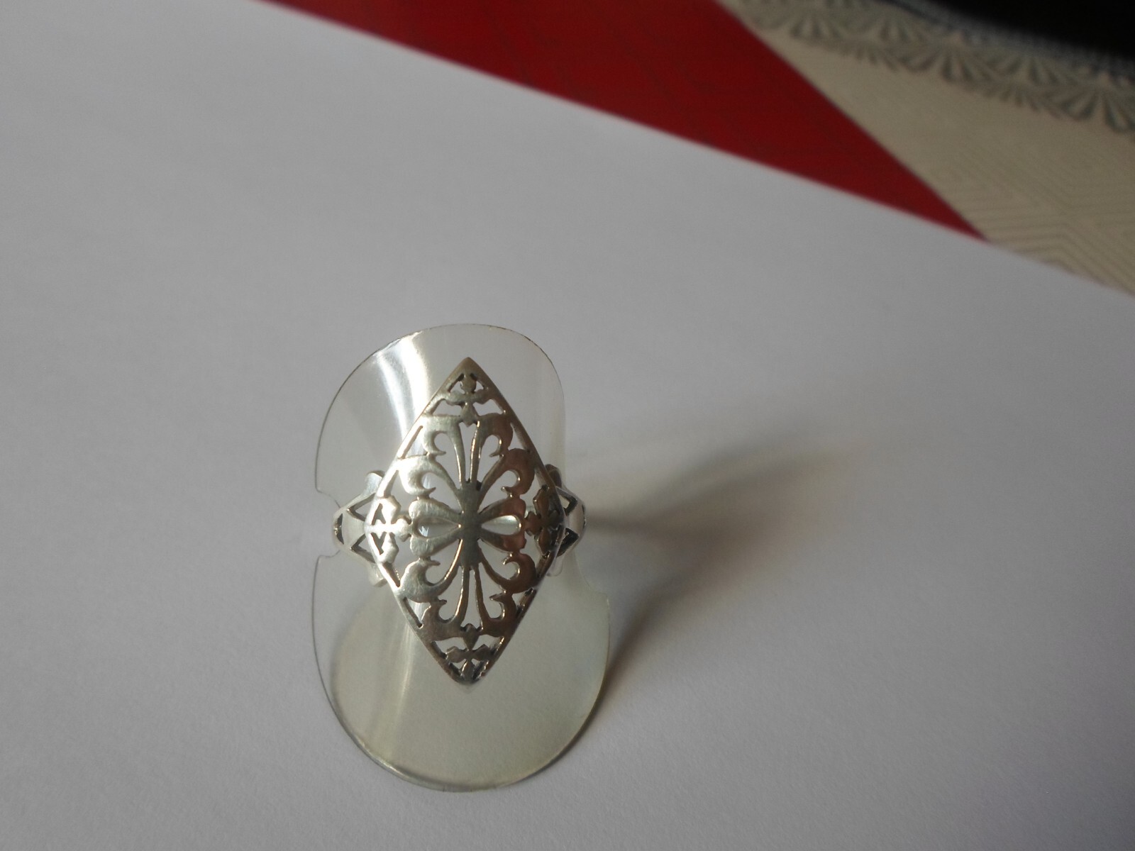 solid silver ring, openwork diamond, size 64 - image 9