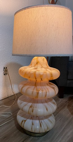 1960s Italian Carlo Nason for Mazzega Murano Glass & Copper Four-Tier Table Lamp