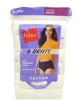 Women's Cotton Brief Panties Comfort 6 Pack White PP40WH Size 7 CL-2312
