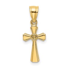 14k Yellow Gold Mini Cross Charm Pendant 0.5gm L-12.6mm, W-8mm