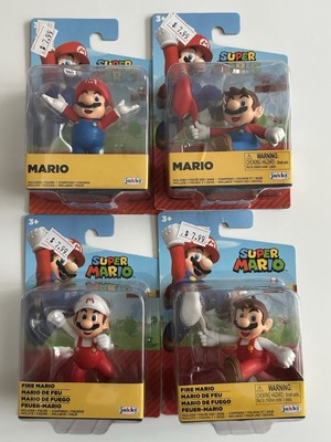 2020-22 NEW Jakks Pacific Super Mario Fire & Reg Mario New Body Wave 2.5'' LOT X4