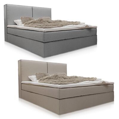 Komplett Boxspringbett mit Topper Kopfteil Stoff Juskys 
