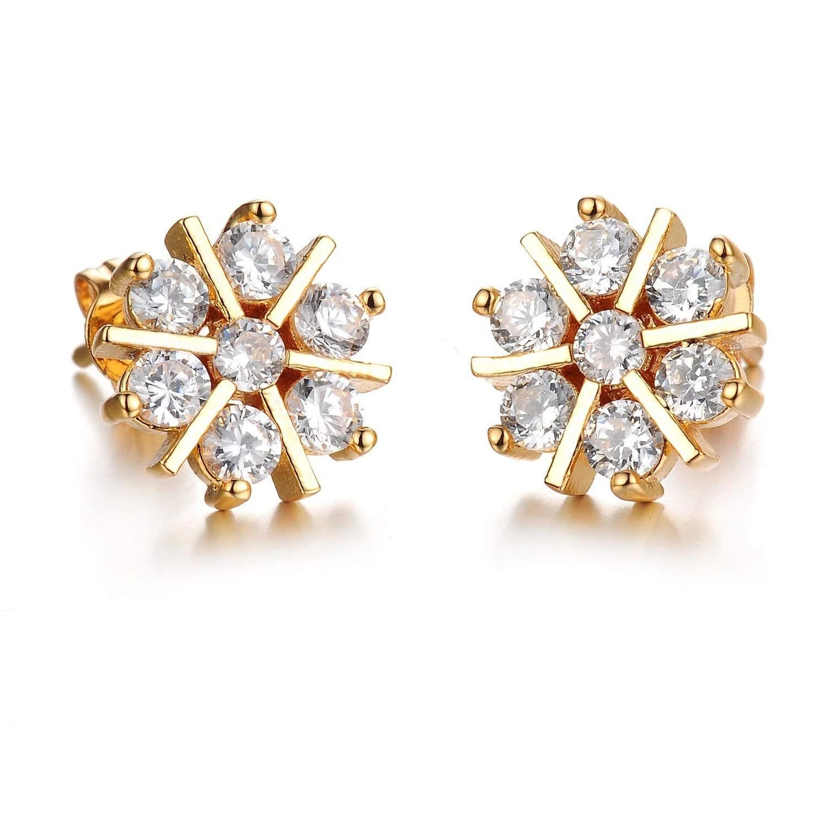Gold studs with white stones deals