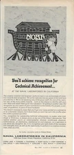 1968 Naval Laboratories Pasadena, California Print Ad ~ Noah and the Ark