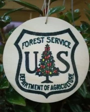 (3) SET OF 3 ASPEN WOOD ORNAMENTS (3" DIAMETER) U.S. FOREST SERVICE CHRISTMAS