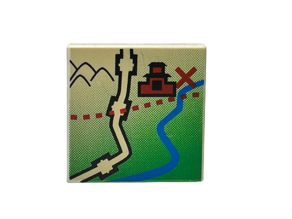 Lego MOUNTAIN PASS TREASURE MAP 2x2 Printed WHITE FLAT TILE  Orient/Pirate