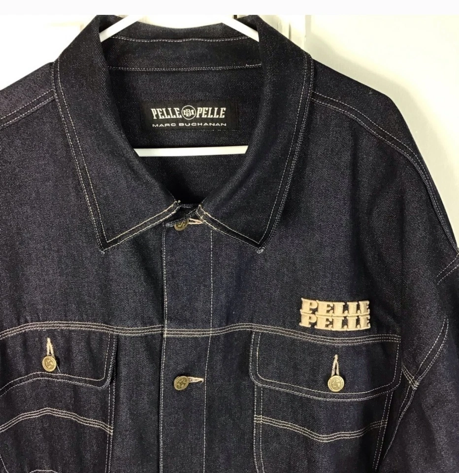 Vintage Pelle Pelle Marc Buchanan Hip-Hop Denim Jacket Size 2XL - Imagem 3 de 4