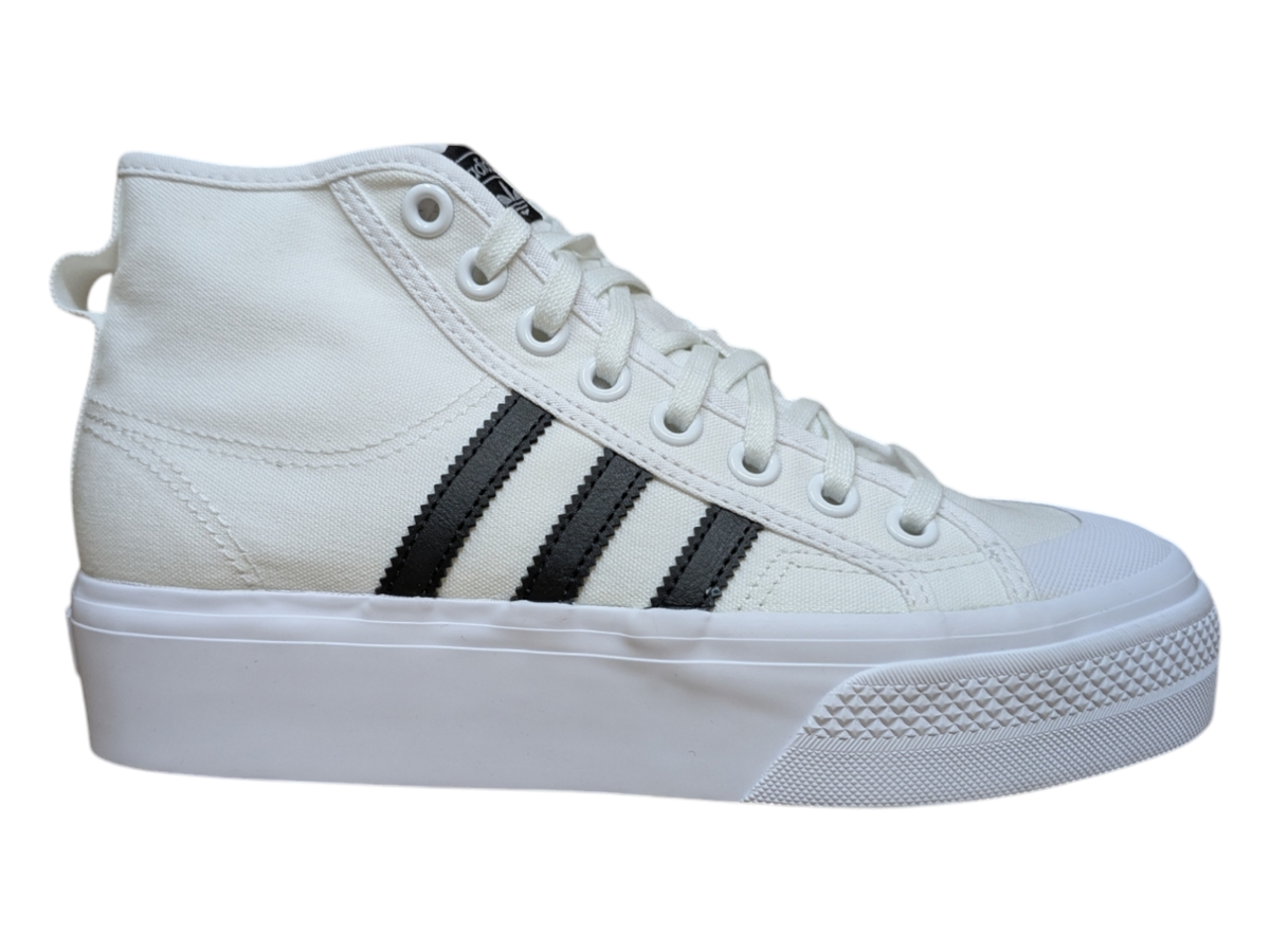 Adidas Youth Nizza Platform Mid Athletic Shoes White/Black US