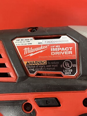 Milwaukee 2656-20 1/4 hex impact driver & Red Lithium M18 XC3.0