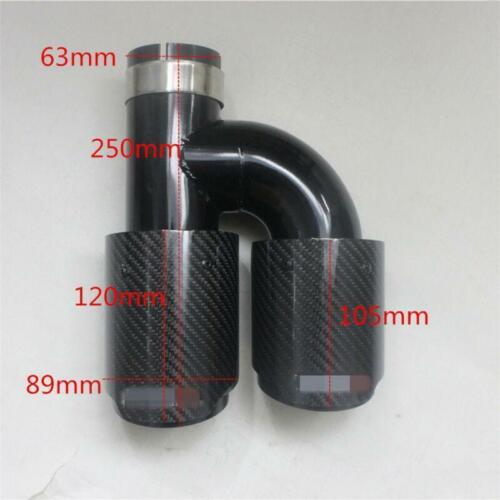 2x Polished Car Exhaust Muffler Tip Pipe 2.5" Inlet h Style Black Carbon Steel - Foto 2 di 12