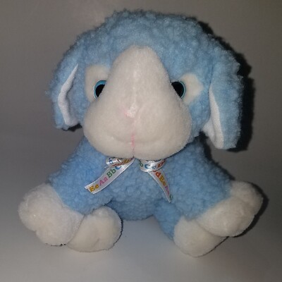 VTG TB Trading Blue Sheep Lamb Plush Stuffed Animal Alphabet Letter Ribbon ABCDE