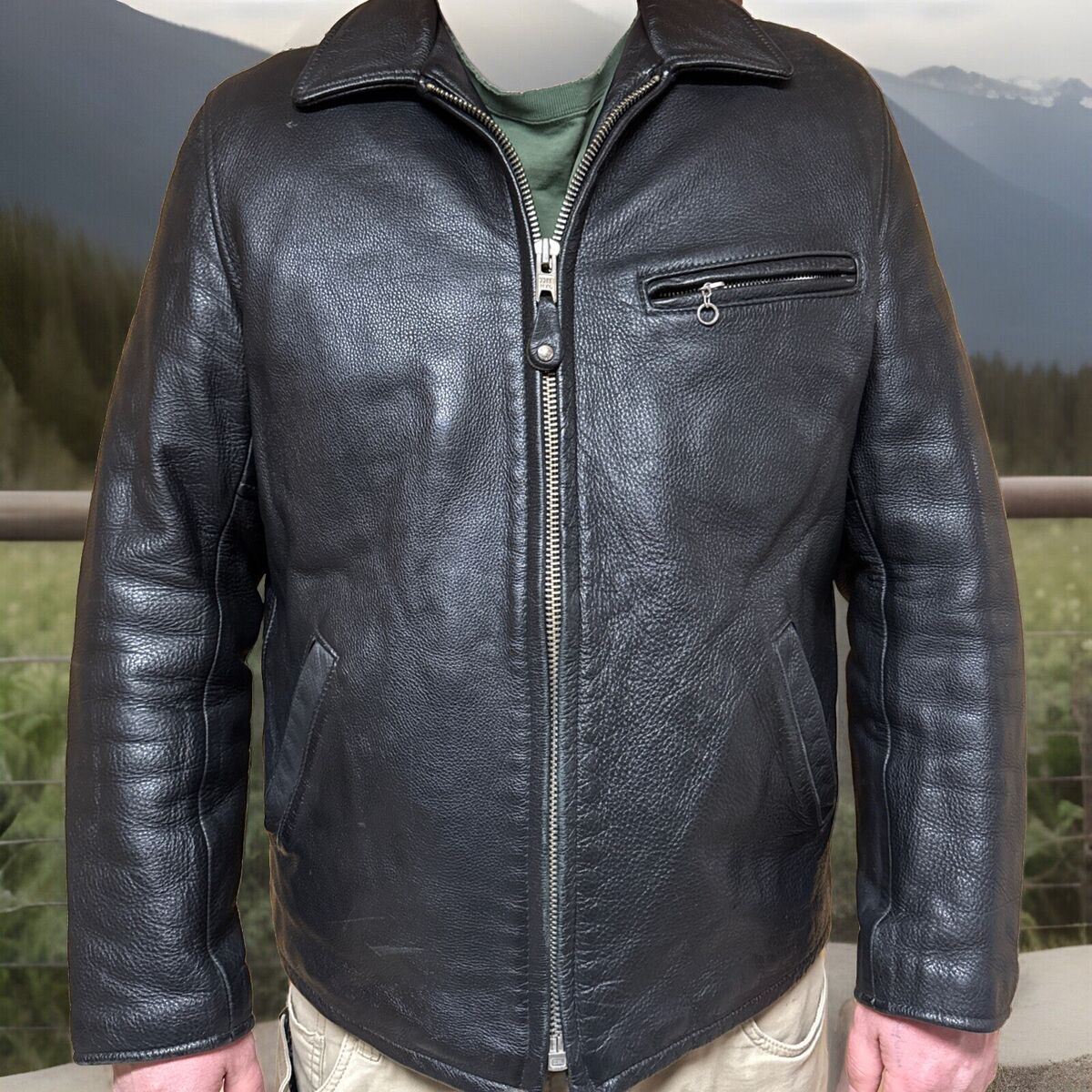 Schott #135 Leather Casual Weekend Pebbled Cowhide Black Schott #135 Leather Casual Weekend Pebbled Cowhide Black