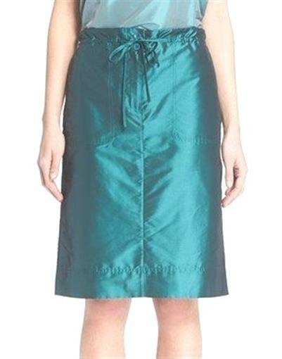 Tibi 152836 Women's Penna Taffeta Cargo Skirt Dark Blue/Green Sz. 2 View 2