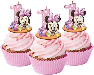 baby minnie mouse first birthday Edible wafer PRE-CUT cupcake cake toppers #516