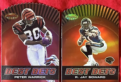 (2) 2000 Bowman's Best Best Bets Inserts Peter Warrick #B6, R. Jay Soward #B9.