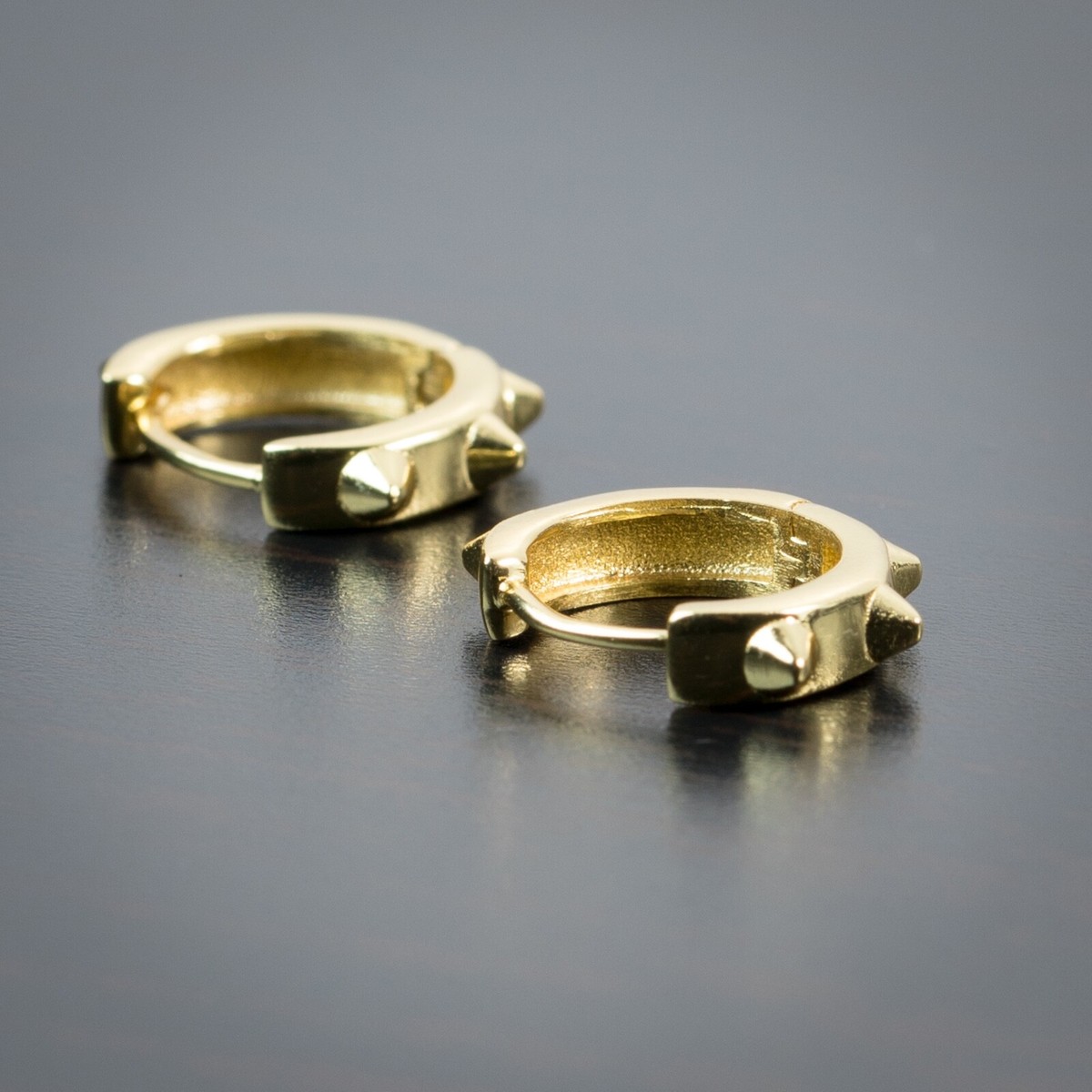 Men's 14k Yellow Gold Plated Spike Vermeil Sterling Silver